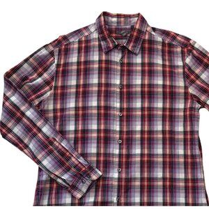 H and M Mens Shirt Size XL - Plaid Red and White - Long Sleeve Cotton